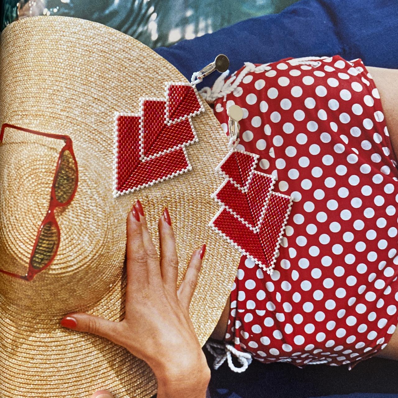 Aretes Danika Rojo y Blanco