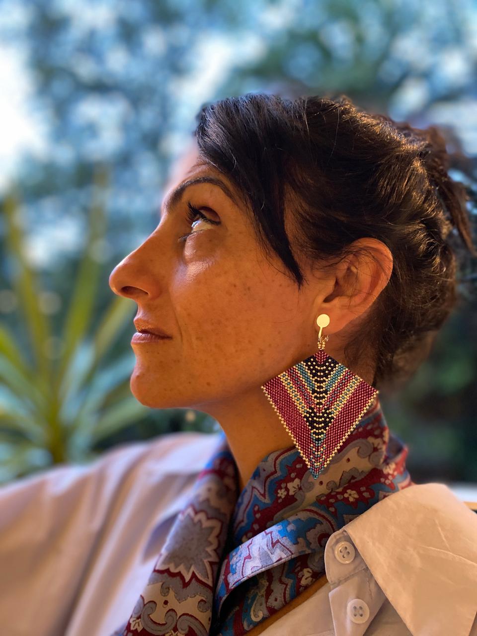 Aretes Penacho Morado