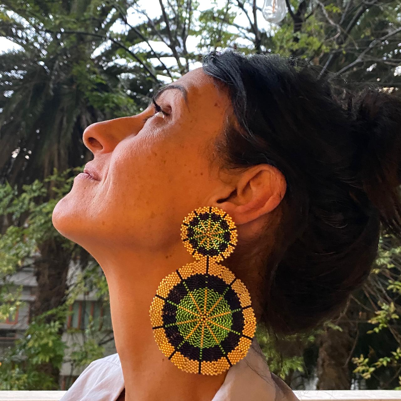 Aretes Meteoro Verde Limón