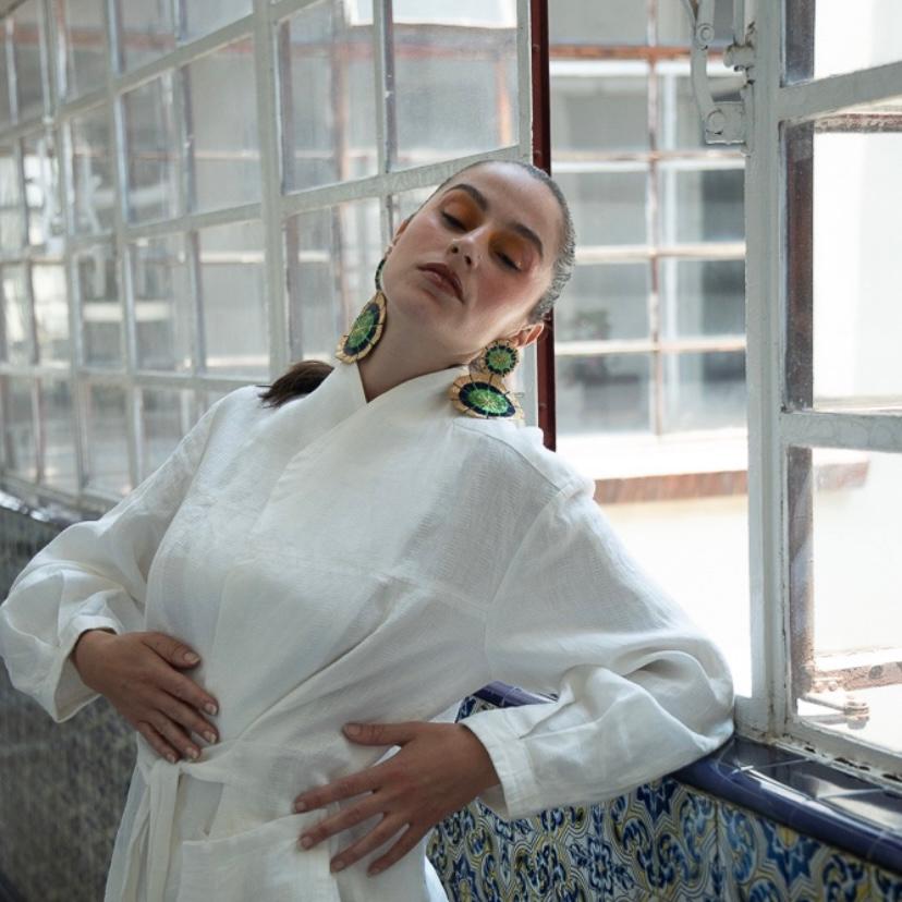 Aretes Meteoro Verde Limón