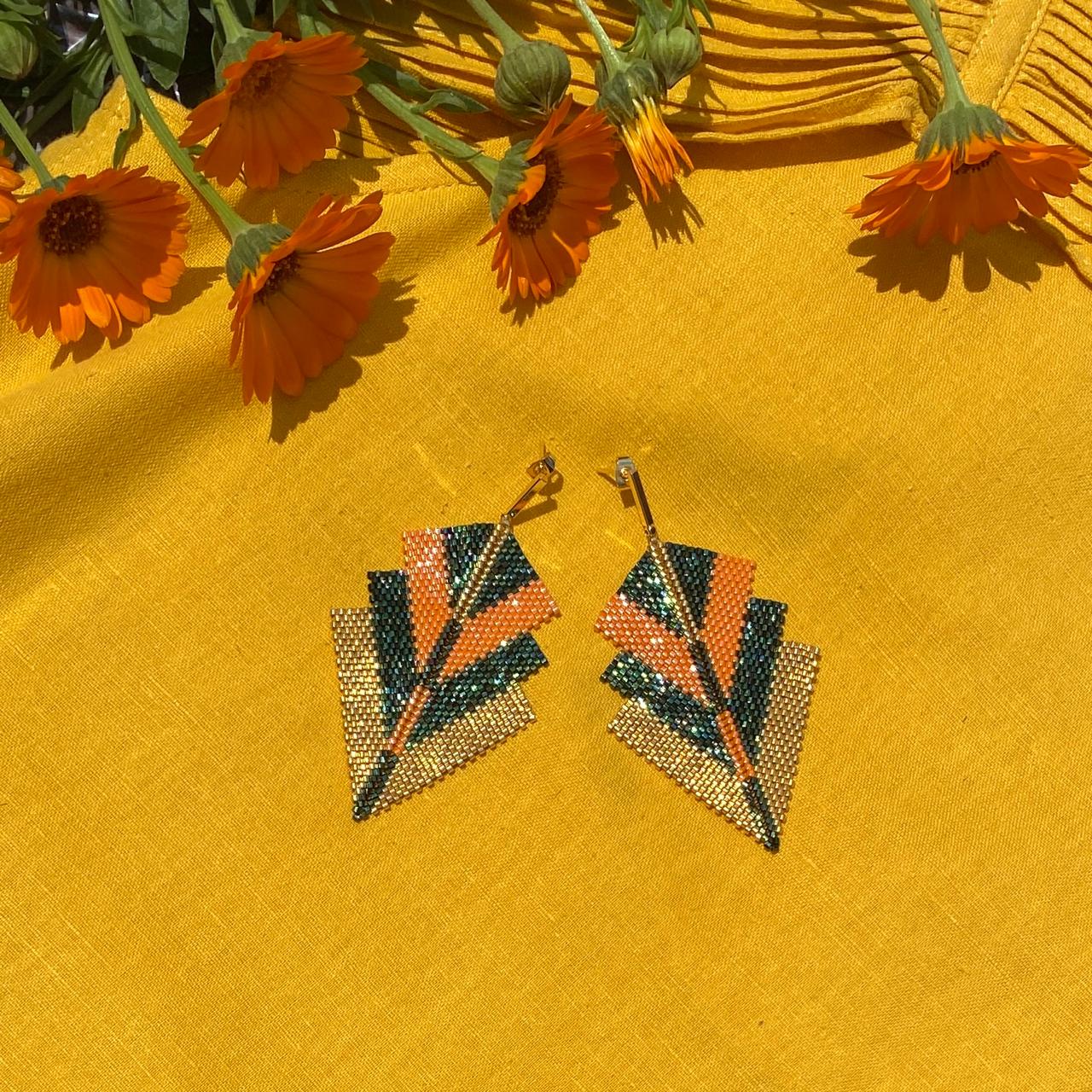 Aretes Vega Naranja y Verde