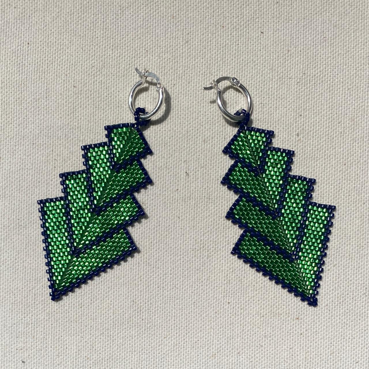 Aretes Rigel Verde Limón y Azul Marino