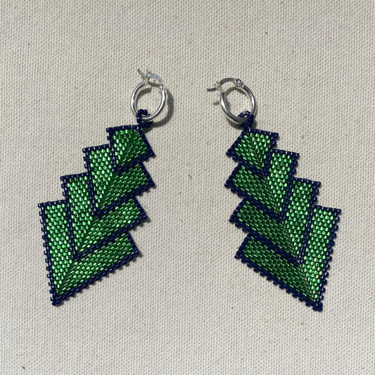 Aretes Rigel Verde Limón y Azul Marino