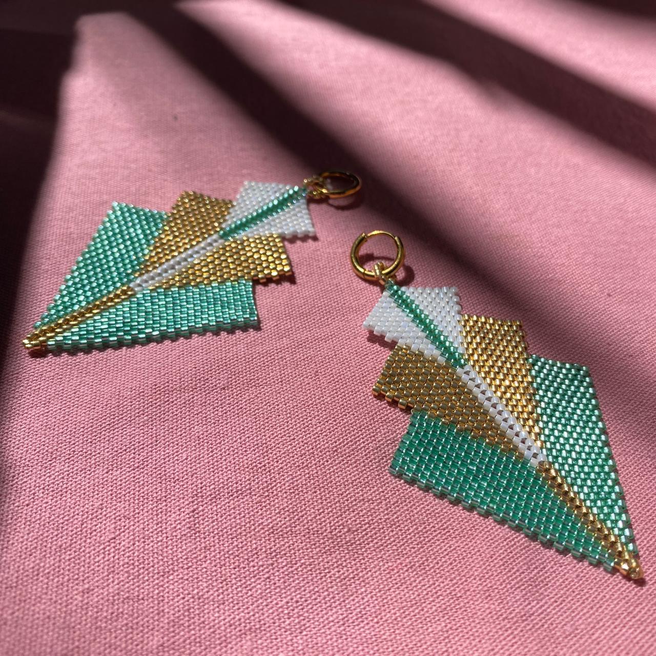 Aretes Danika Verde Agua y Blanco