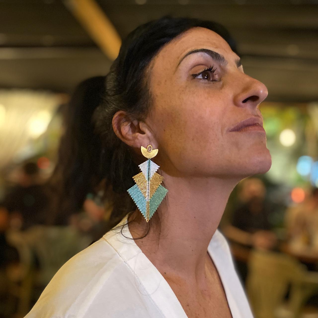 Aretes Danika Verde Agua y Blanco