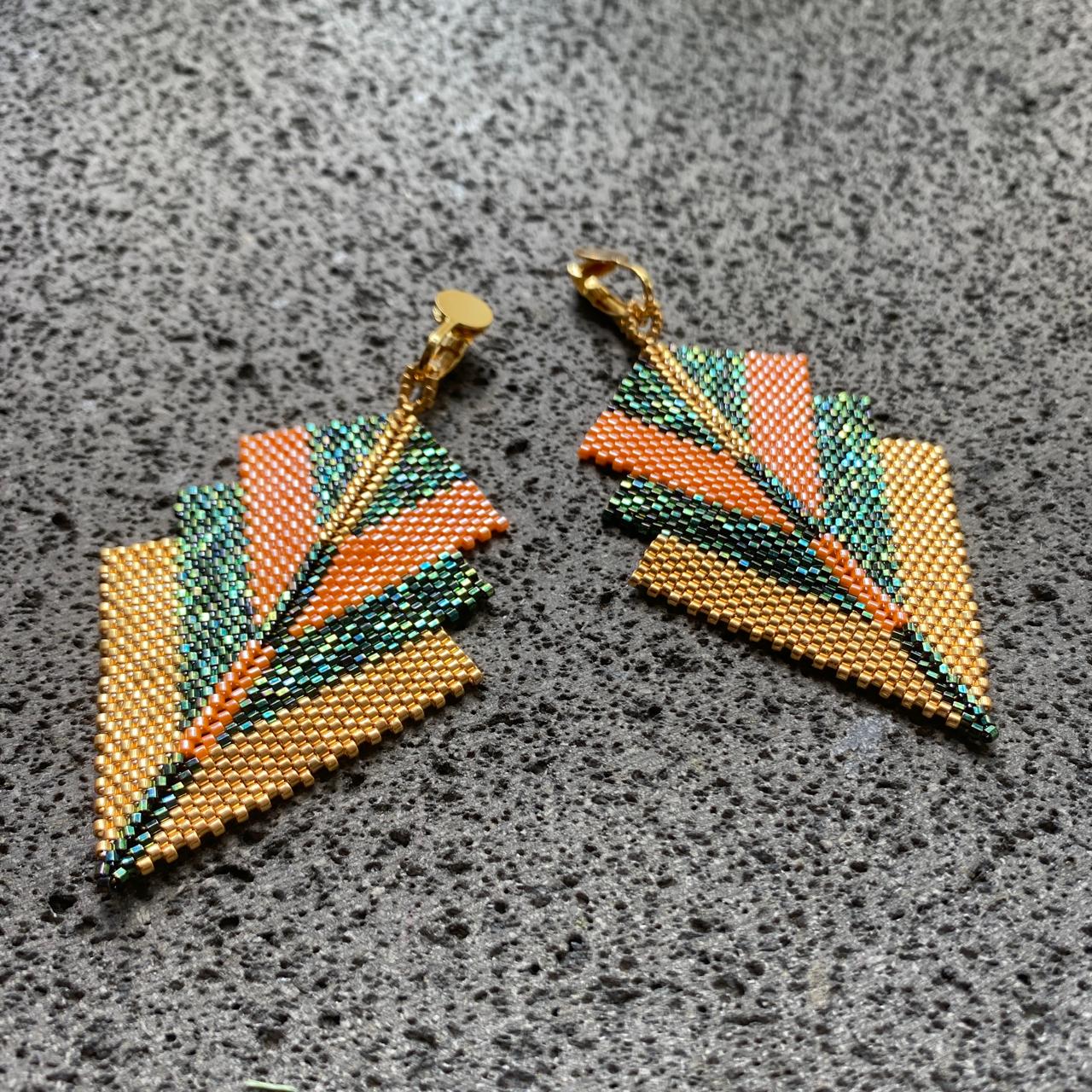 Aretes Vega Naranja y Verde