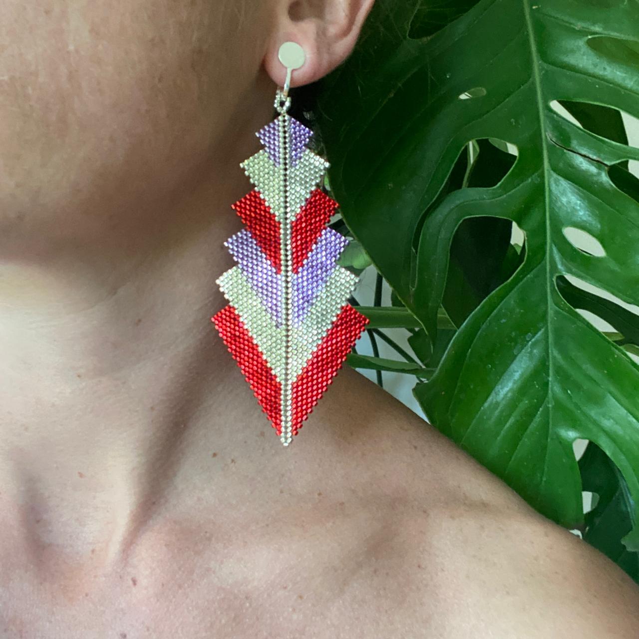 Aretes Prabhas Rojo y Morado