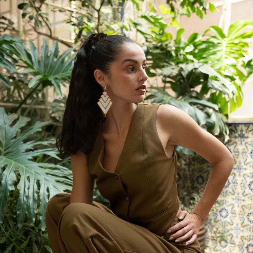 Aretes Vega Blanco y Mostaza - Izamal