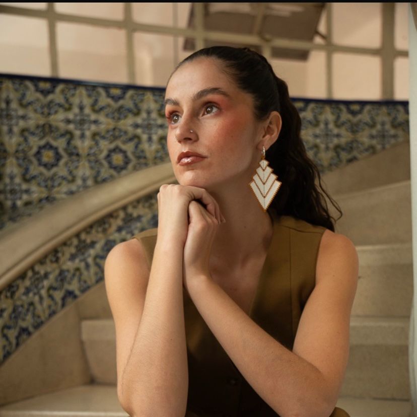 Aretes Vega Blanco y Mostaza - Izamal