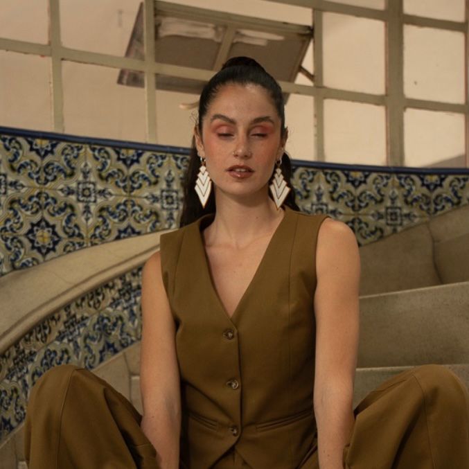 Aretes Vega Blanco y Mostaza - Izamal