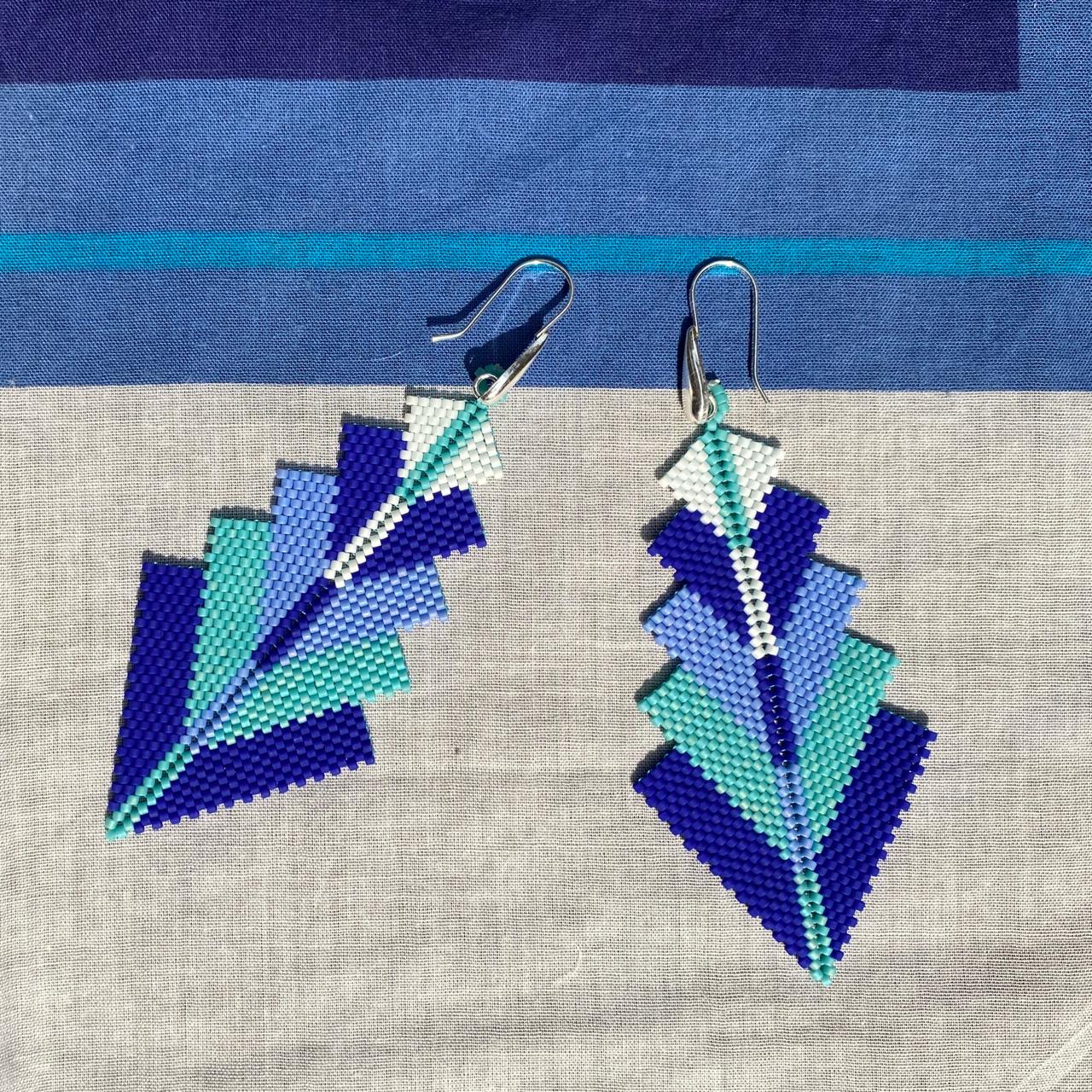 Aretes Capella Tres Azules y Blanco - Bacalar