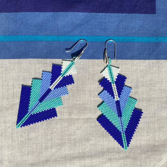 Aretes Capella Tres Azules y Blanco - Bacalar