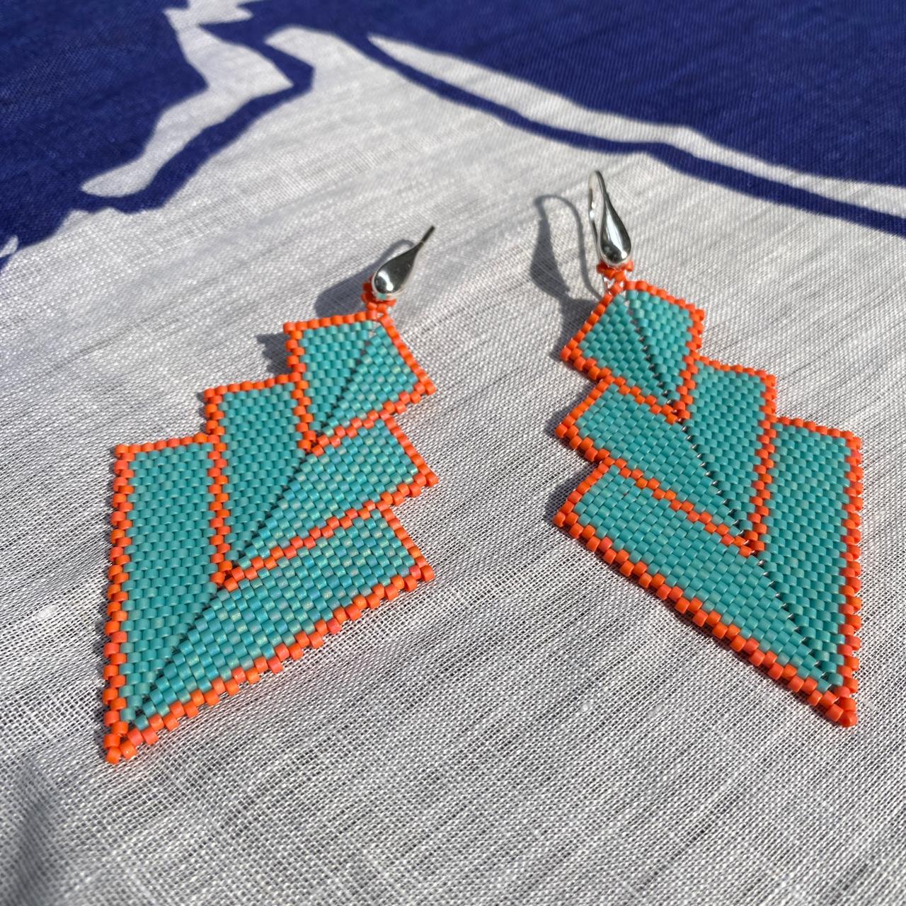 Aretes Danika en Azul Turquesa y Rosa Coral - Celestún