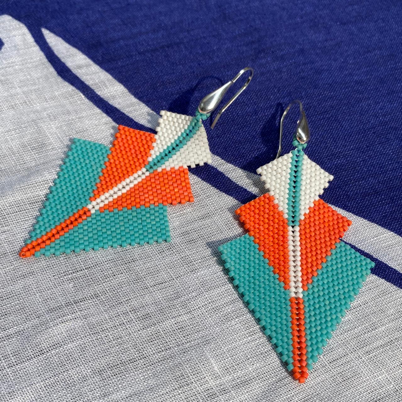 Aretes Danika Azul Turquesa, Rosa Coral y Blanco - Celestún