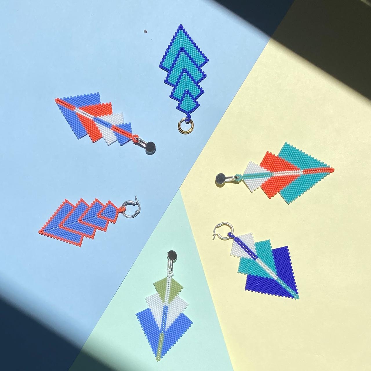 Aretes Danika Azul Rey, Azul Turquesa y Blanco - Bacalar