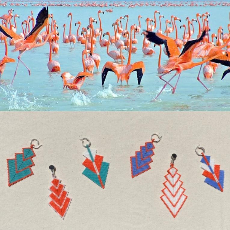 Aretes Capella Blanco y Rosa Coral - Celestún