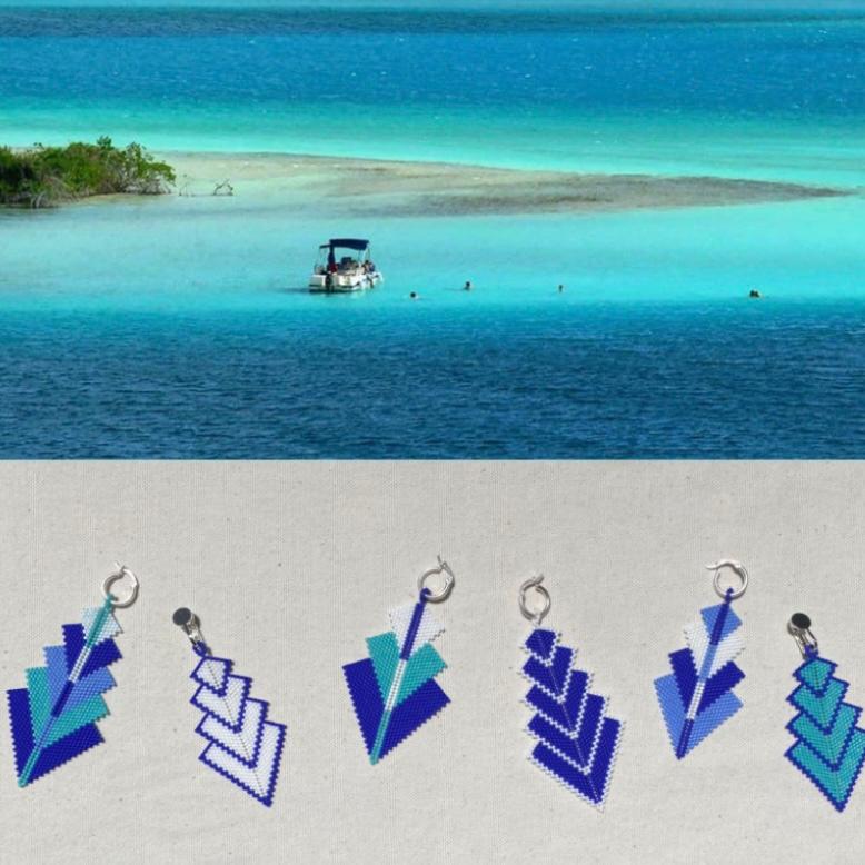 Aretes Rigel Blanco y Azul Rey - Bacalar