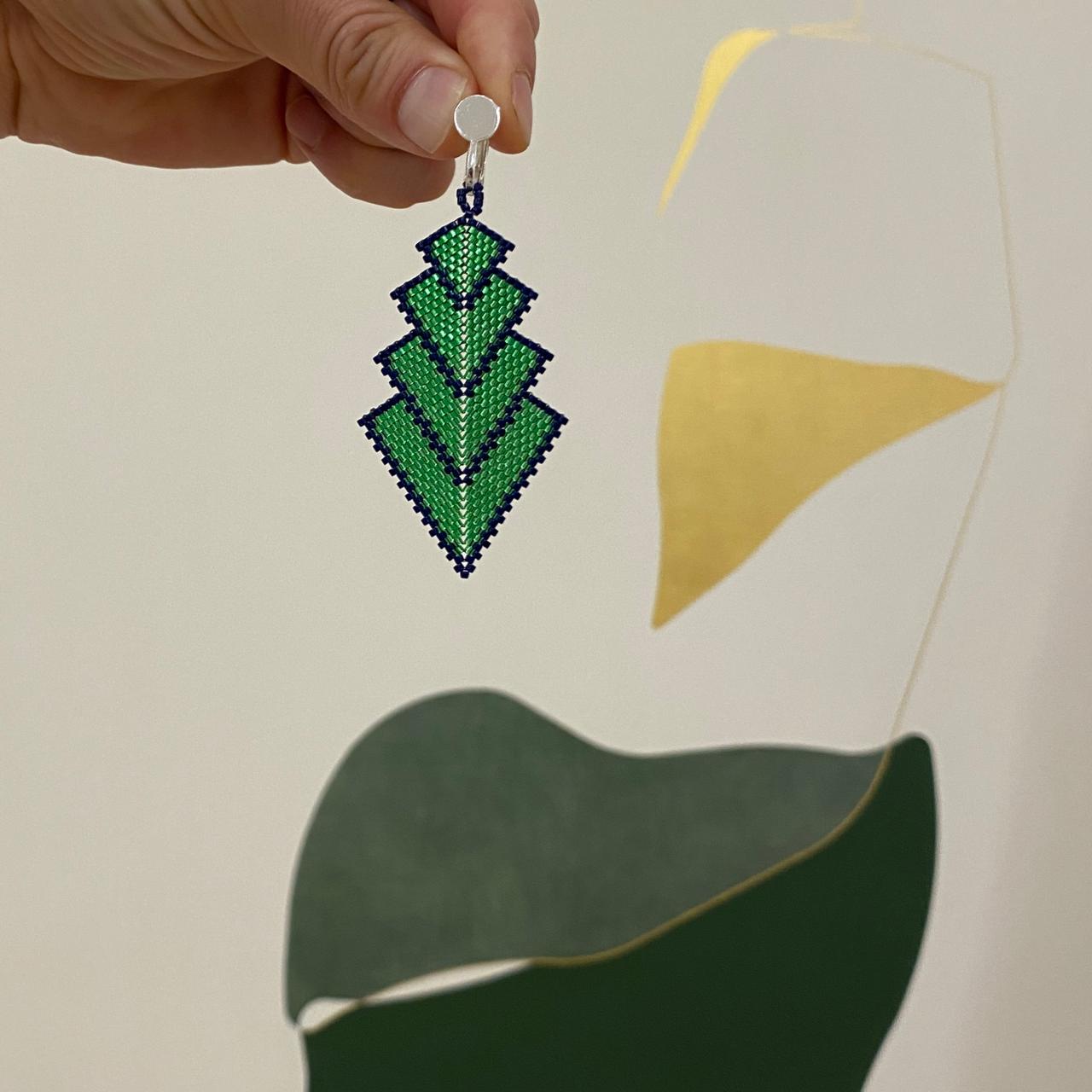 Aretes Rigel Verde Limón y Azul Marino