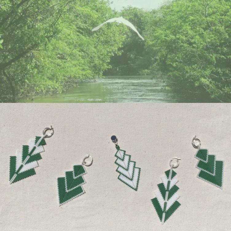 Aretes Rigel Blanco y Verde - Laguna