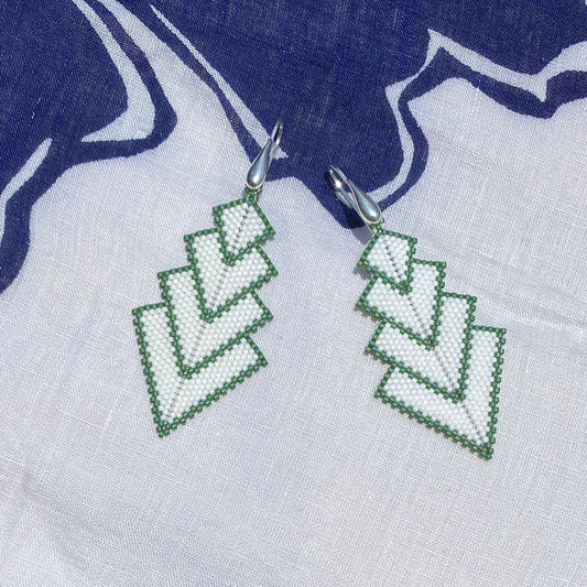 Aretes Rigel Blanco y Verde - Laguna