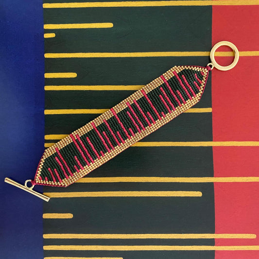 Pulsera Líneas Verde Olivo y Rosa