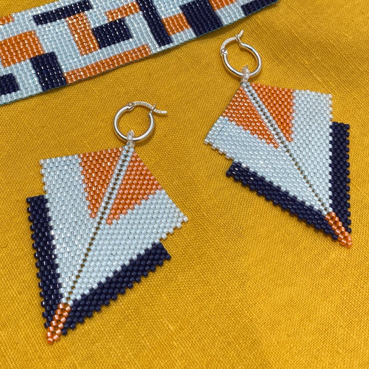 Aretes Canopo Azul Marino y Naranja