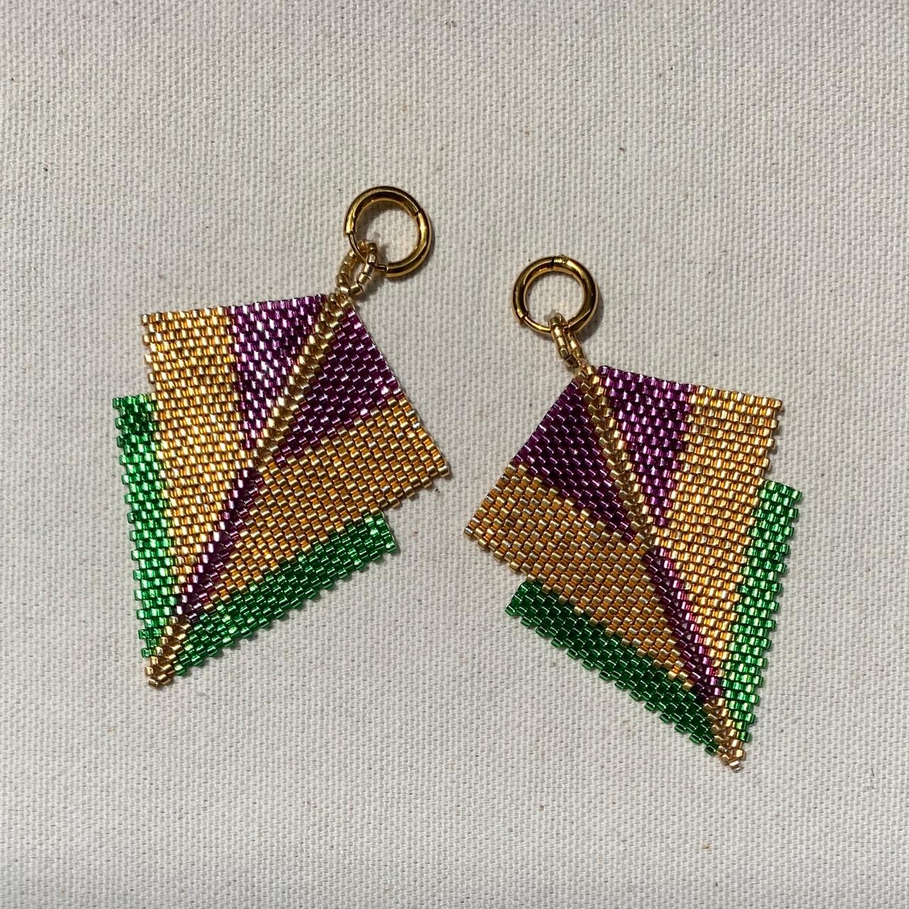 Aretes Canopo Morado y Verde Limón