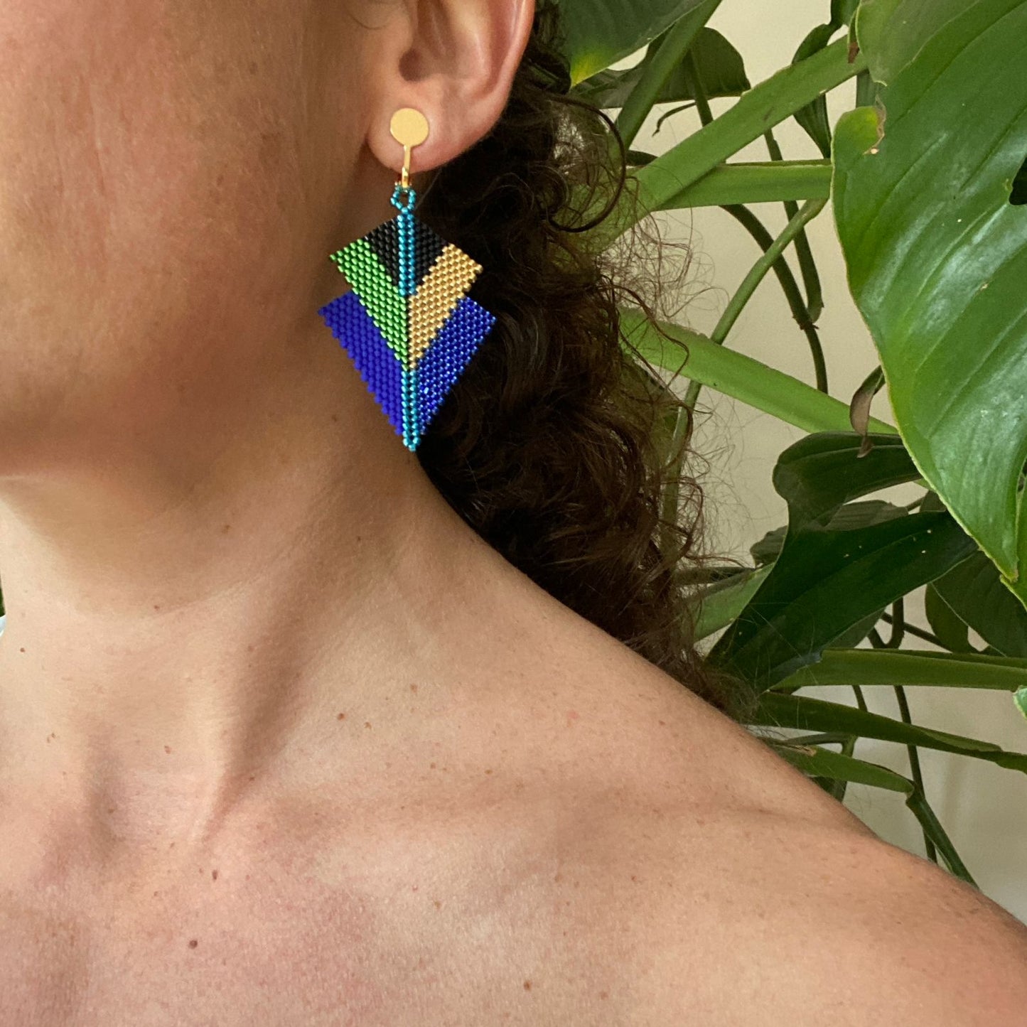 Aretes Centauri Pavo Real Azul