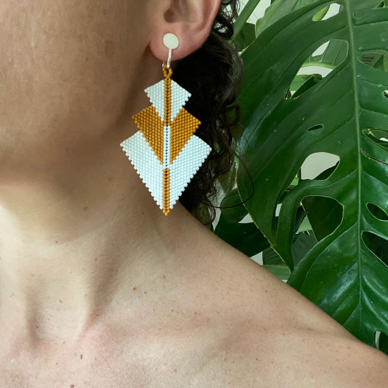 Aretes Danika Blanco y Mostaza - Izamal