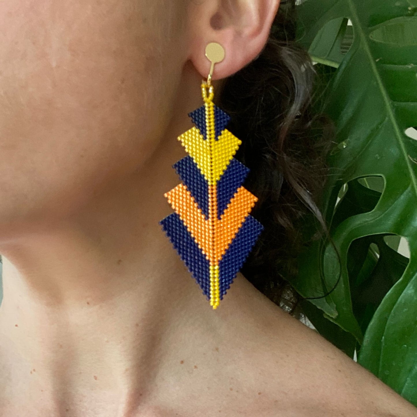 Aretes Capella Azul Marino y Naranja