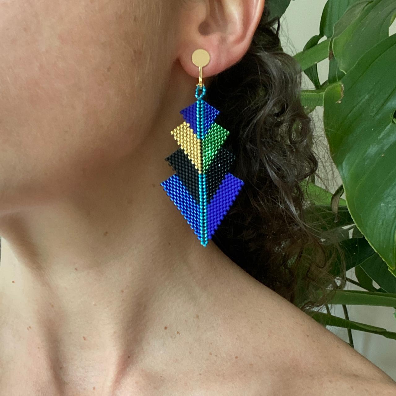 Aretes Rigel Pavo Real Azul