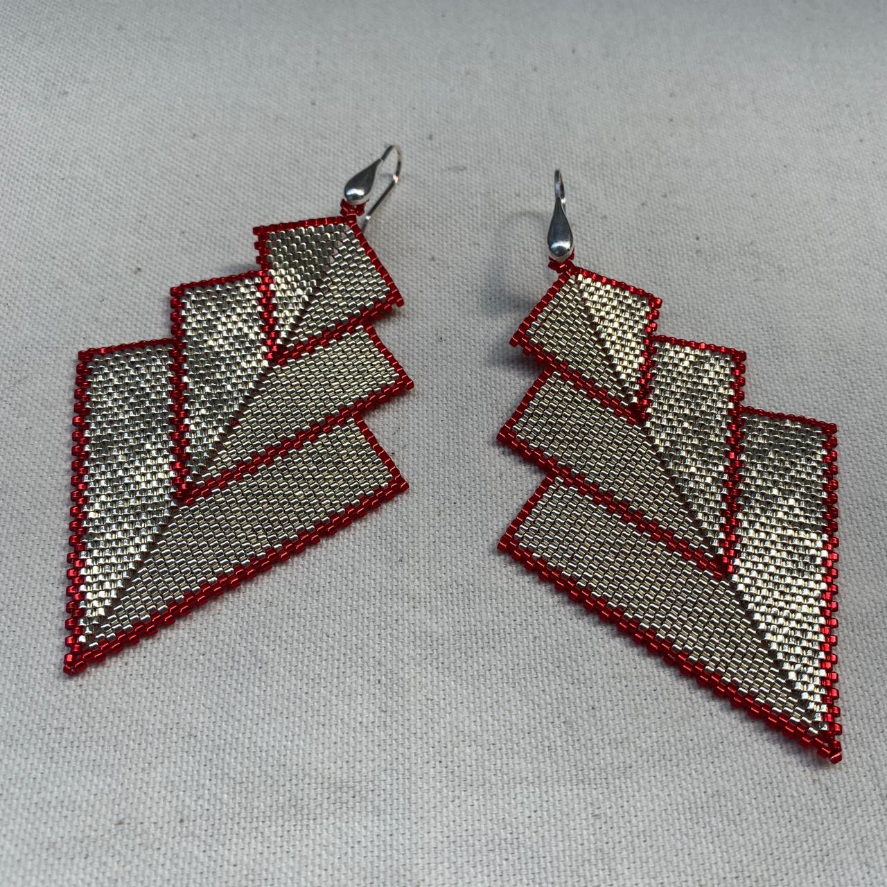 Aretes Cygni Plateado y Rojo o Plateado y Verde Esmeralda