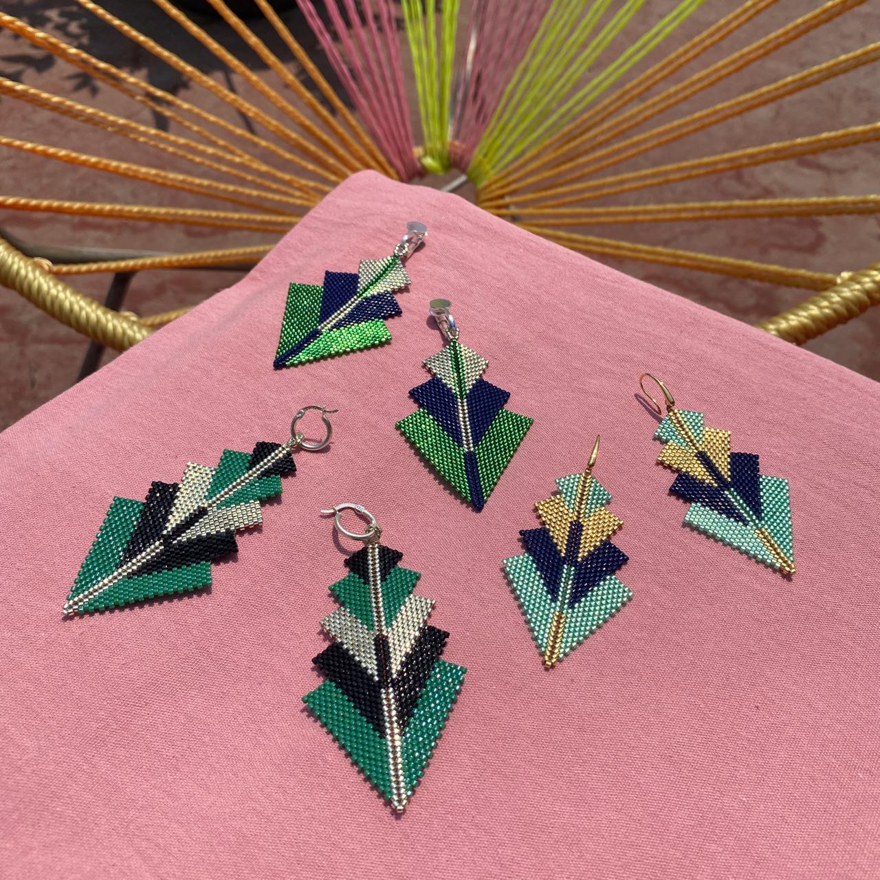 Aretes Capella Verde Esmeralda y Negro