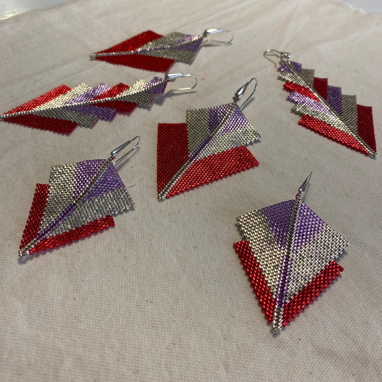 Aretes Canopo Rojo y Morado