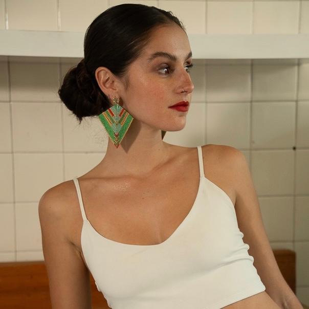 Aretes Penacho Verde