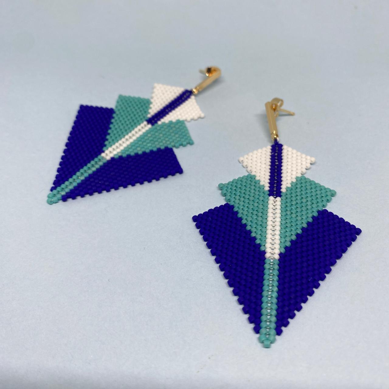 Aretes Danika Azul Rey, Azul Turquesa y Blanco - Bacalar