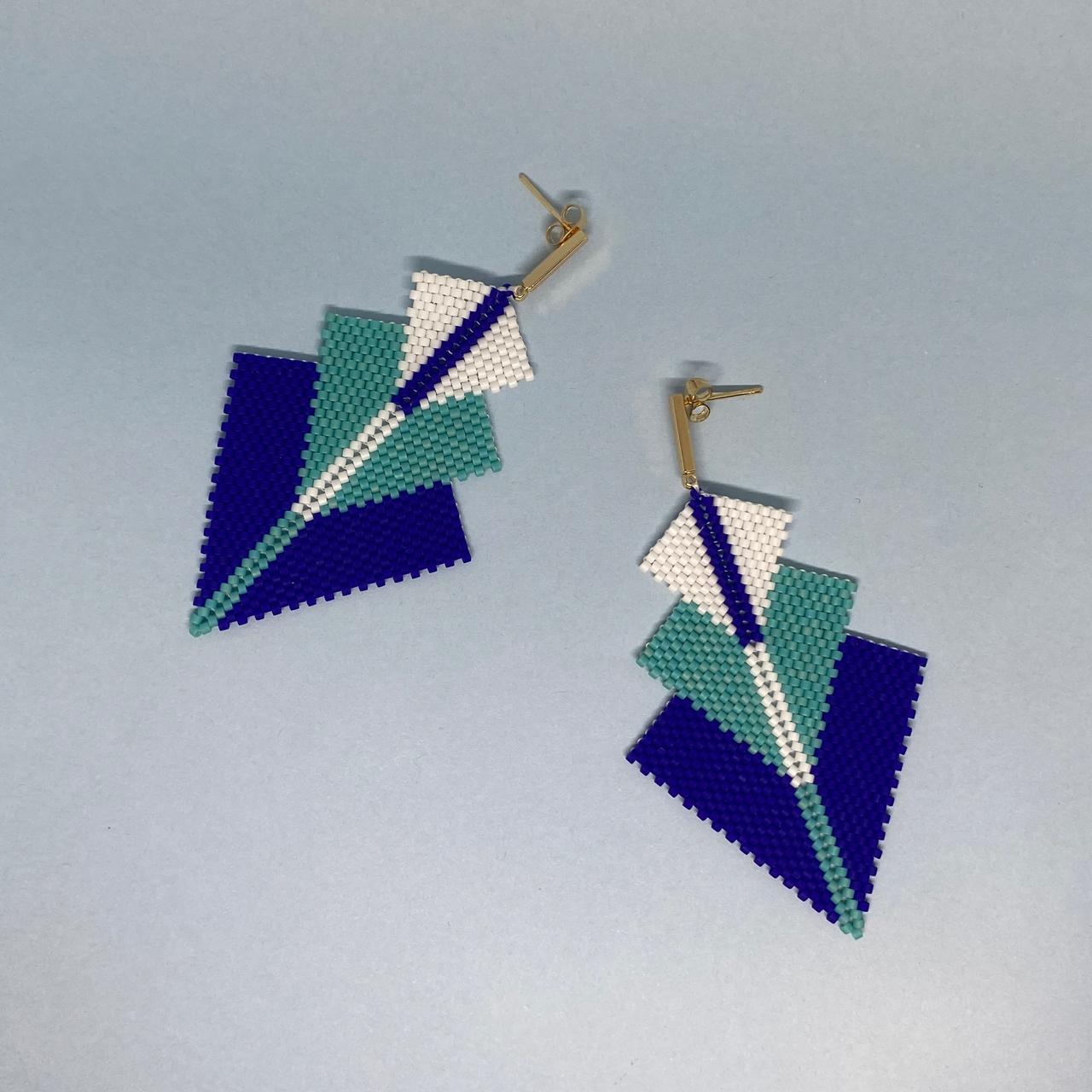 Aretes Danika Azul Rey, Azul Turquesa y Blanco - Bacalar