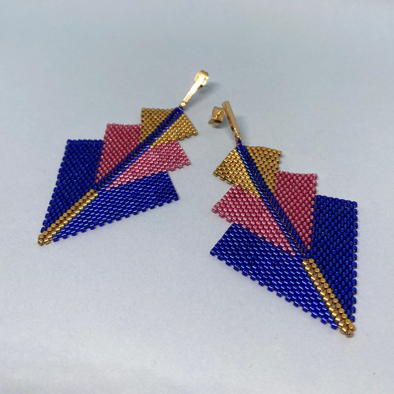 Aretes Danika Azul y Rosa