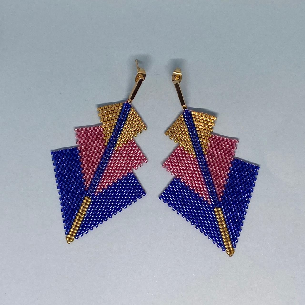 Aretes Danika Azul y Rosa