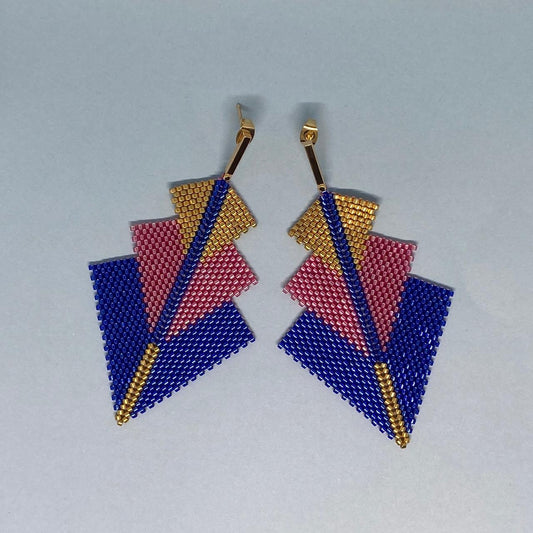 Aretes Danika Azul y Rosa