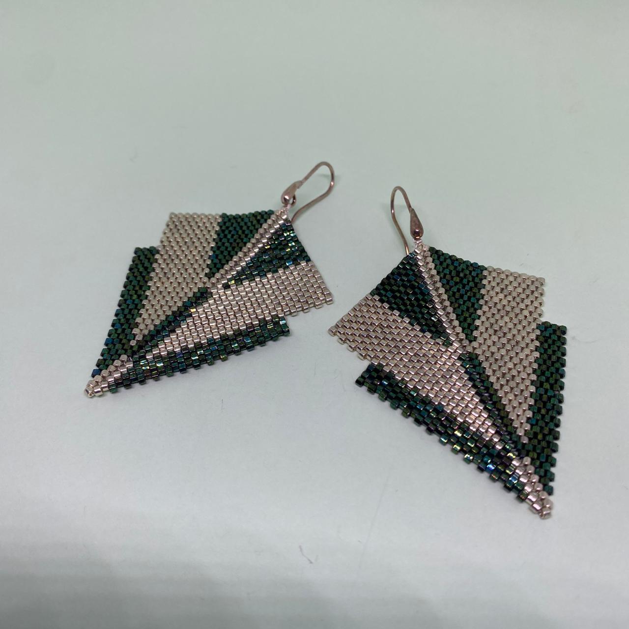 Aretes Canopo Verde y Plateado