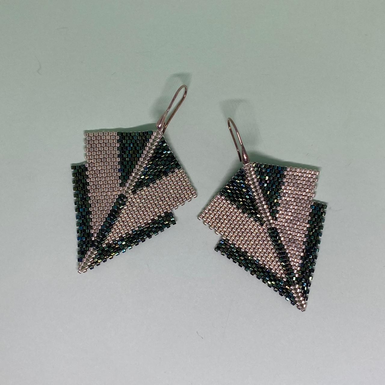 Aretes Canopo Verde y Plateado
