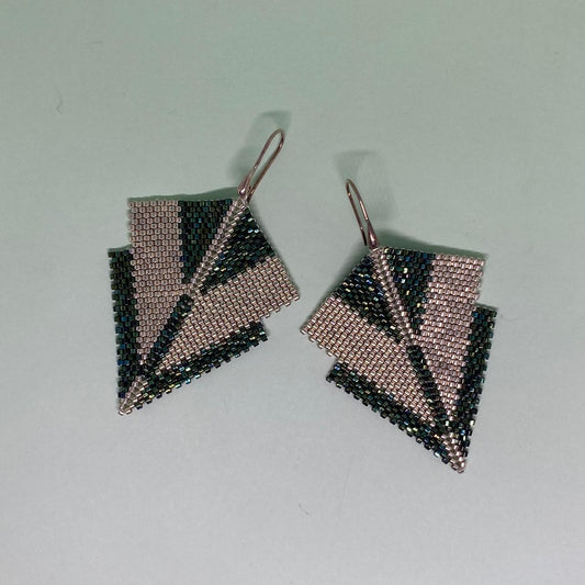 Aretes Canopo Verde y Plateado
