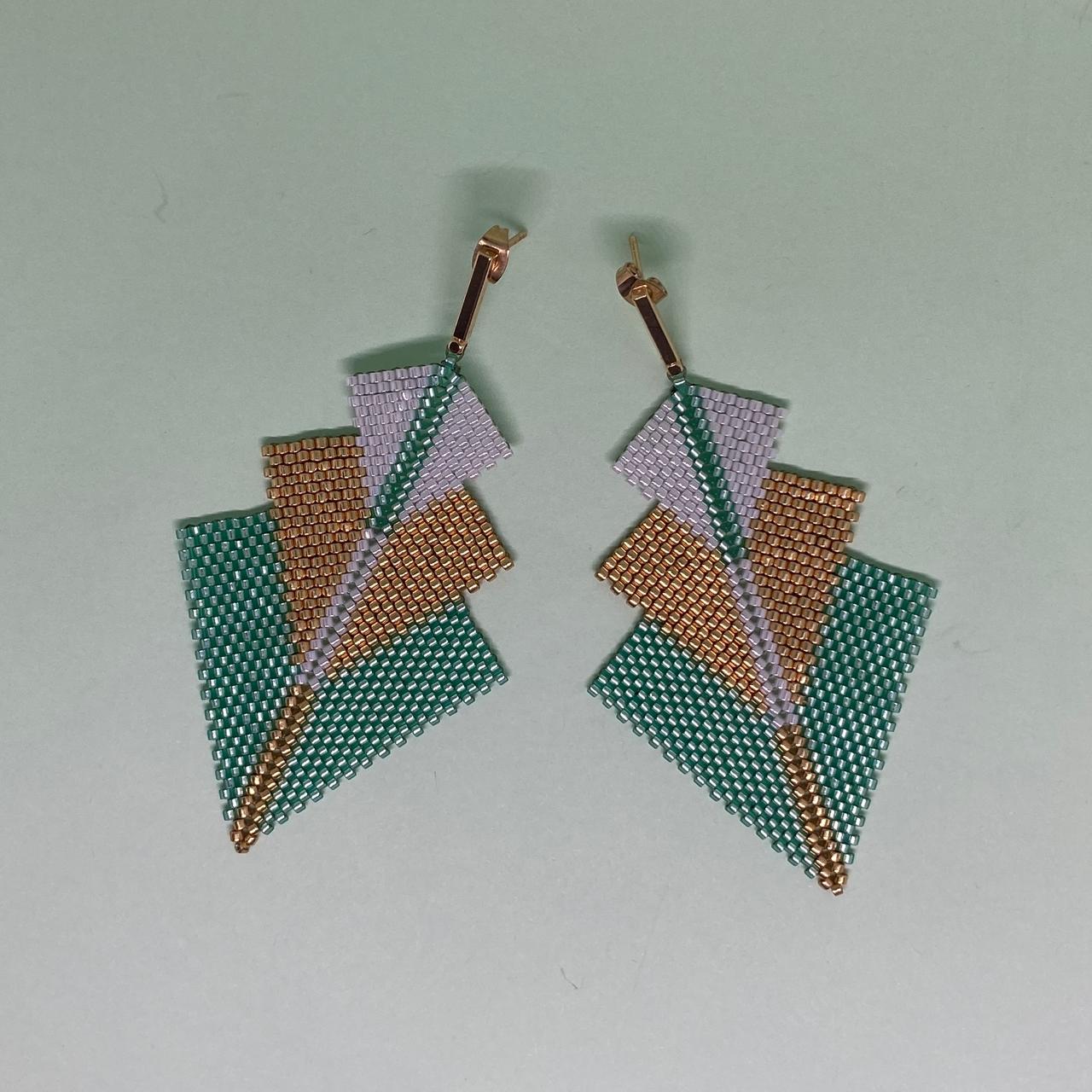 Aretes Danika Verde Agua y Blanco