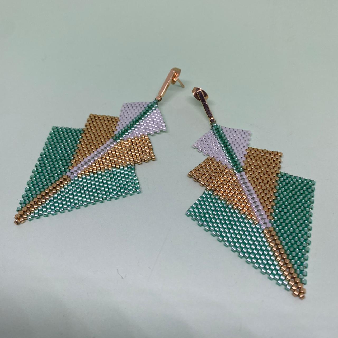 Aretes Danika Verde Agua y Blanco