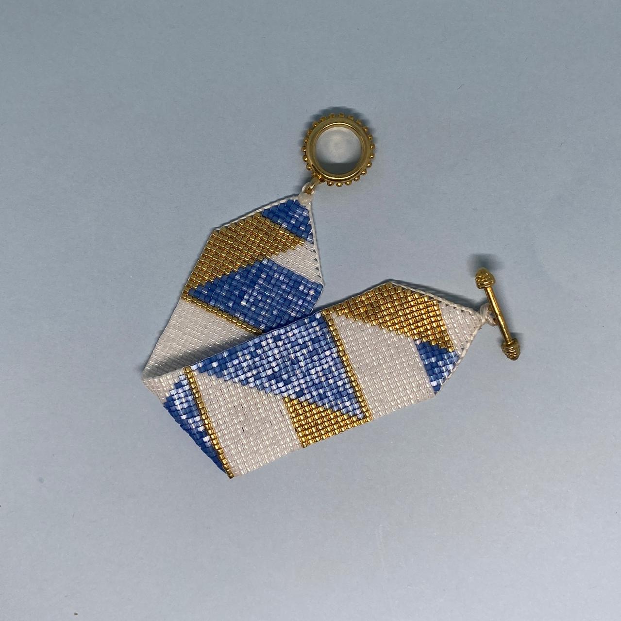 Pulsera Geométrica Azul Claro