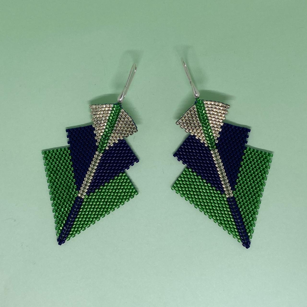 Aretes Danika Verde Limón y Azul Marino