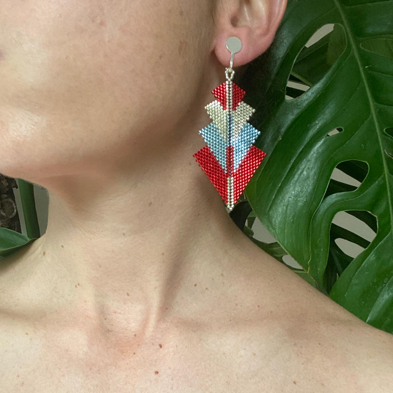 Aretes Rigel Rojo y Azul Claro