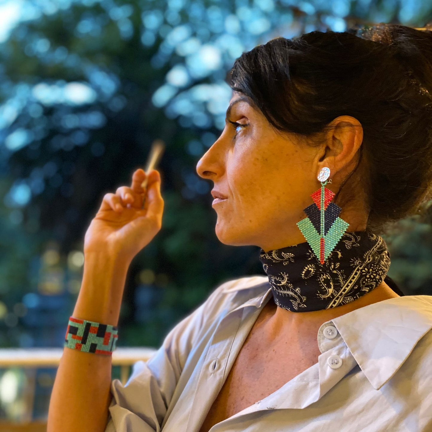 Aretes Danika Turquesa, Azul Marino y Rojo
