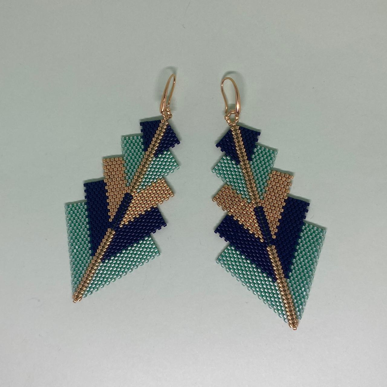 Aretes Capella Verde Agua y Azul Marino